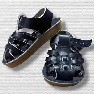 Sun-San Salt Water Sandals Toddler Size 1 Navy Leather Fisherman Sandals